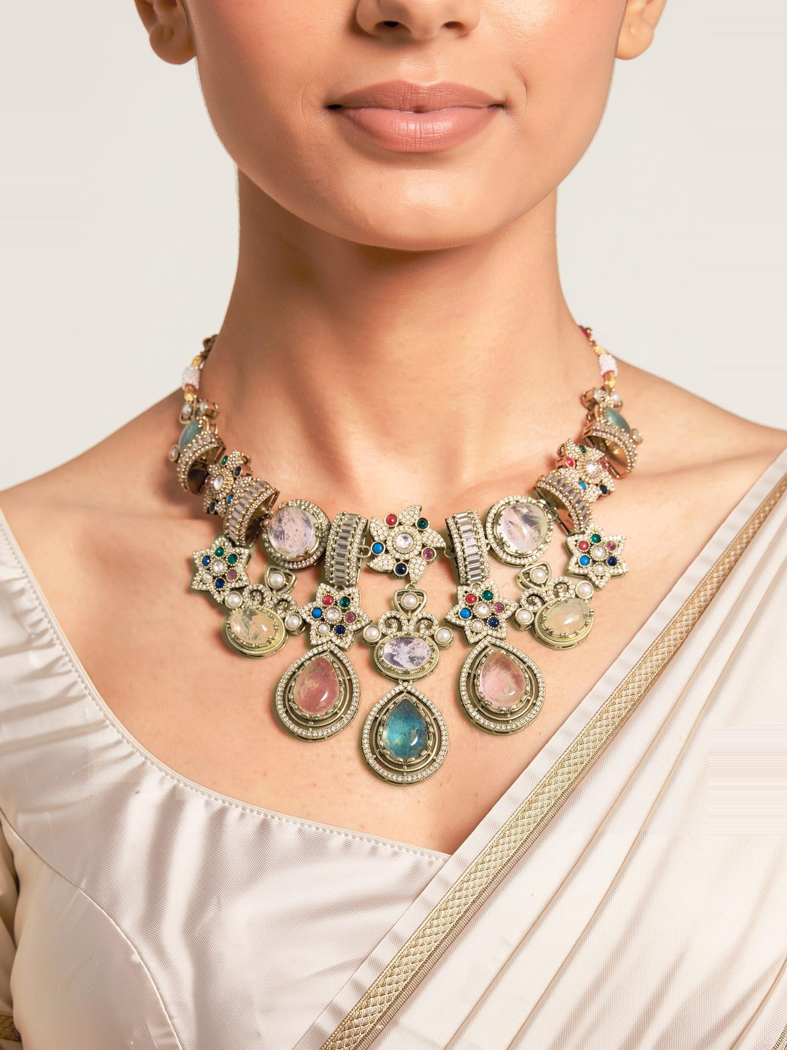 Nish Victorian Necklace Set, Multicolour - Outbox House
