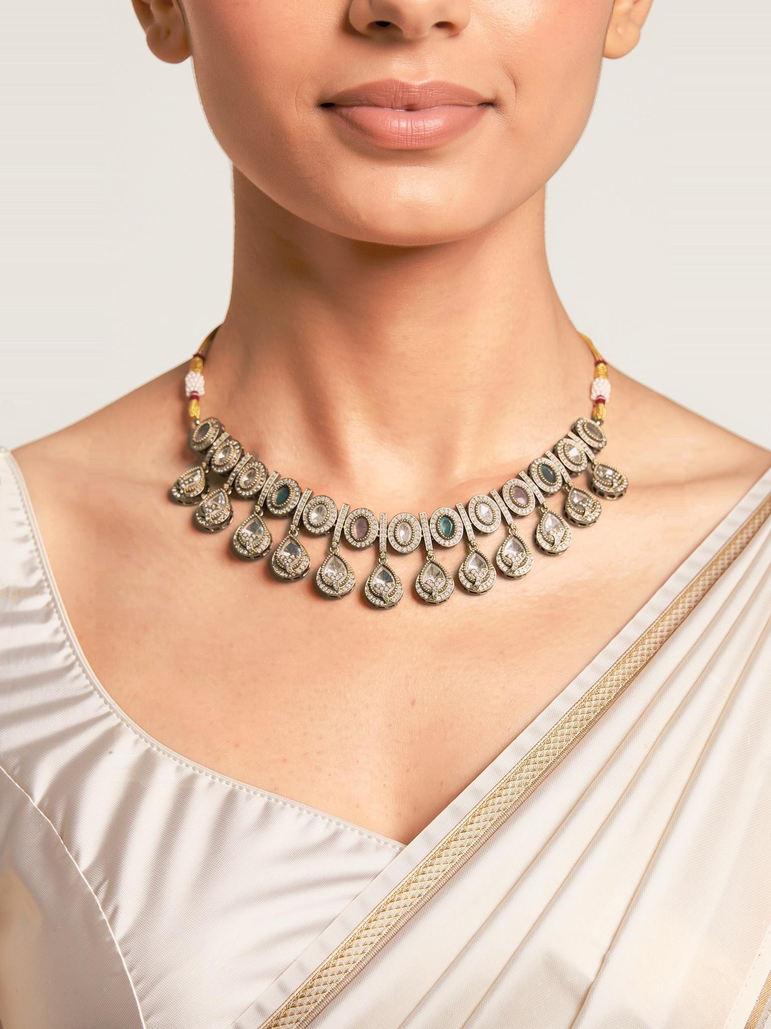 Alina Moissanite Necklace Set, Multicolour - Outbox House