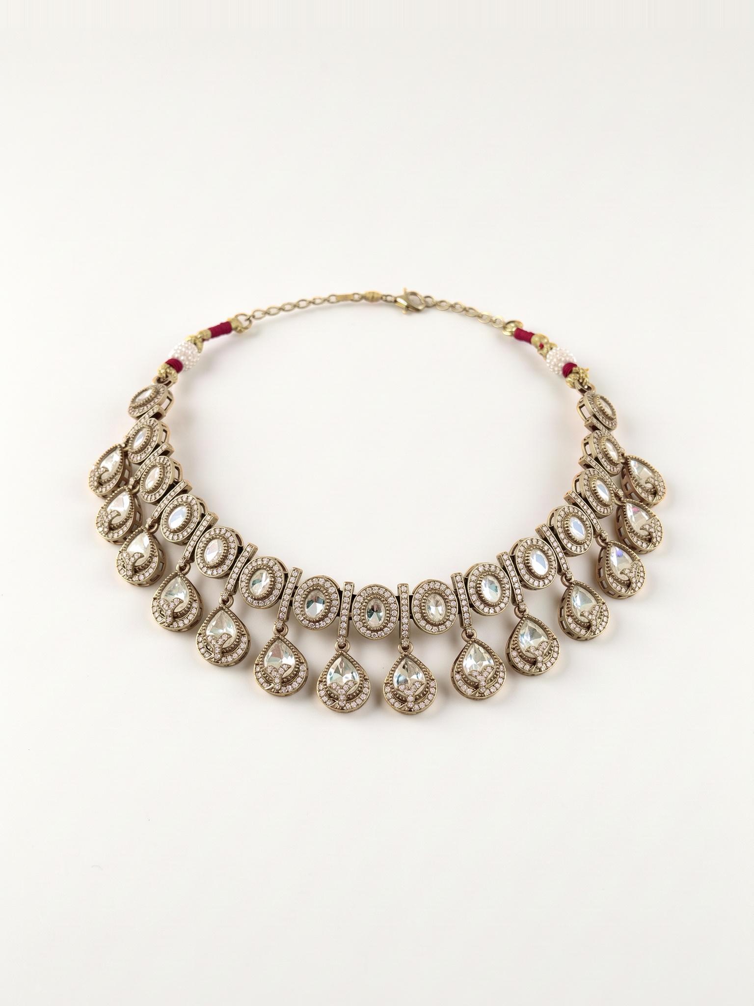 Amaya Moissanite Necklace Set, White - Outbox House