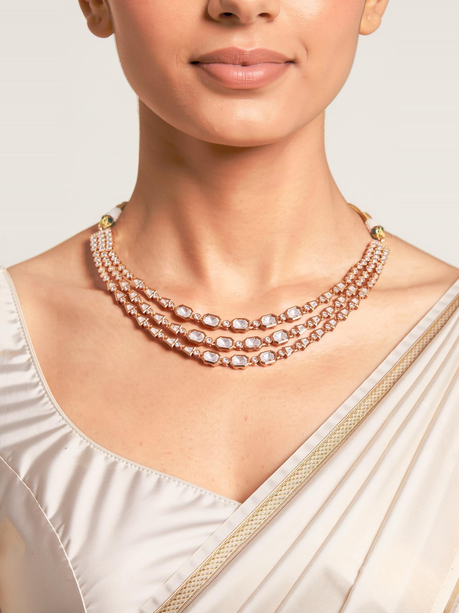 Sirat Moissanite Layered Necklace Set, Rose Gold - Outbox House