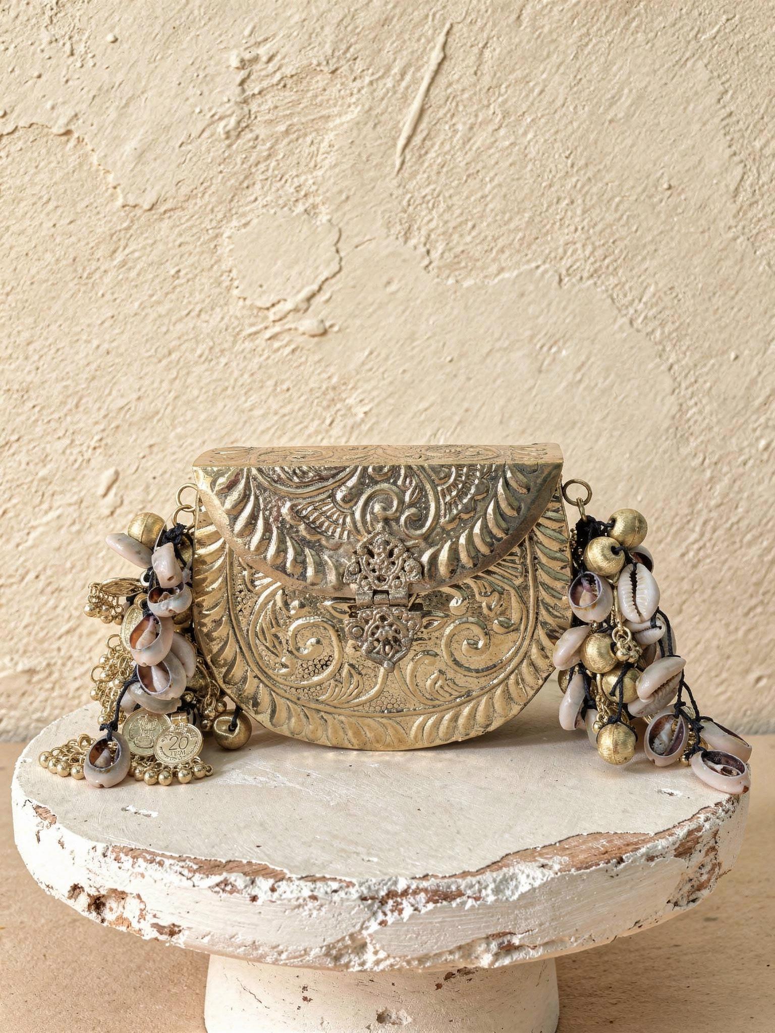 Safar Brass Clutch with Cowrie Shells - Outbox House