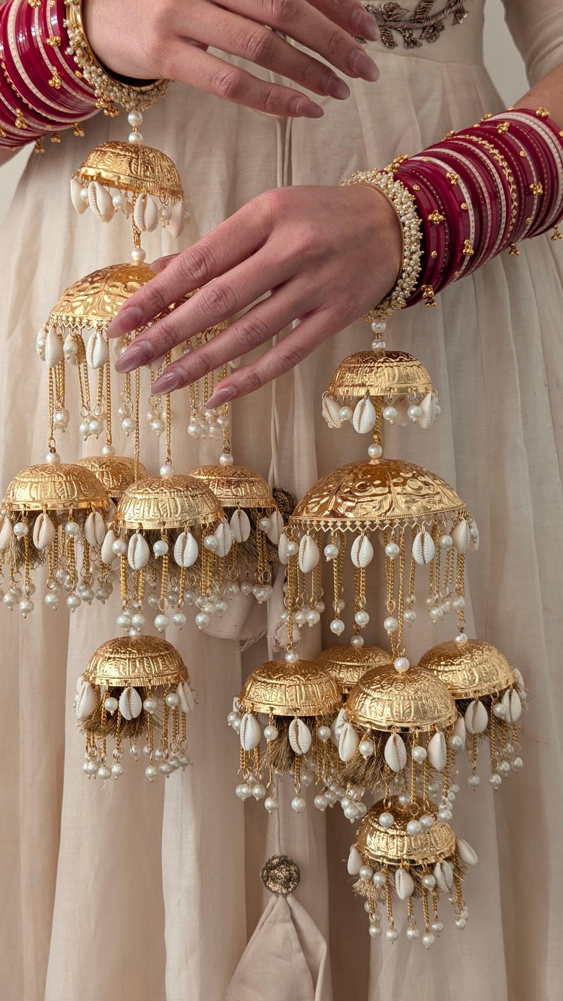 Kudrat Gold Plated Cowrie Shell Bridal Kaleerey - Outbox House