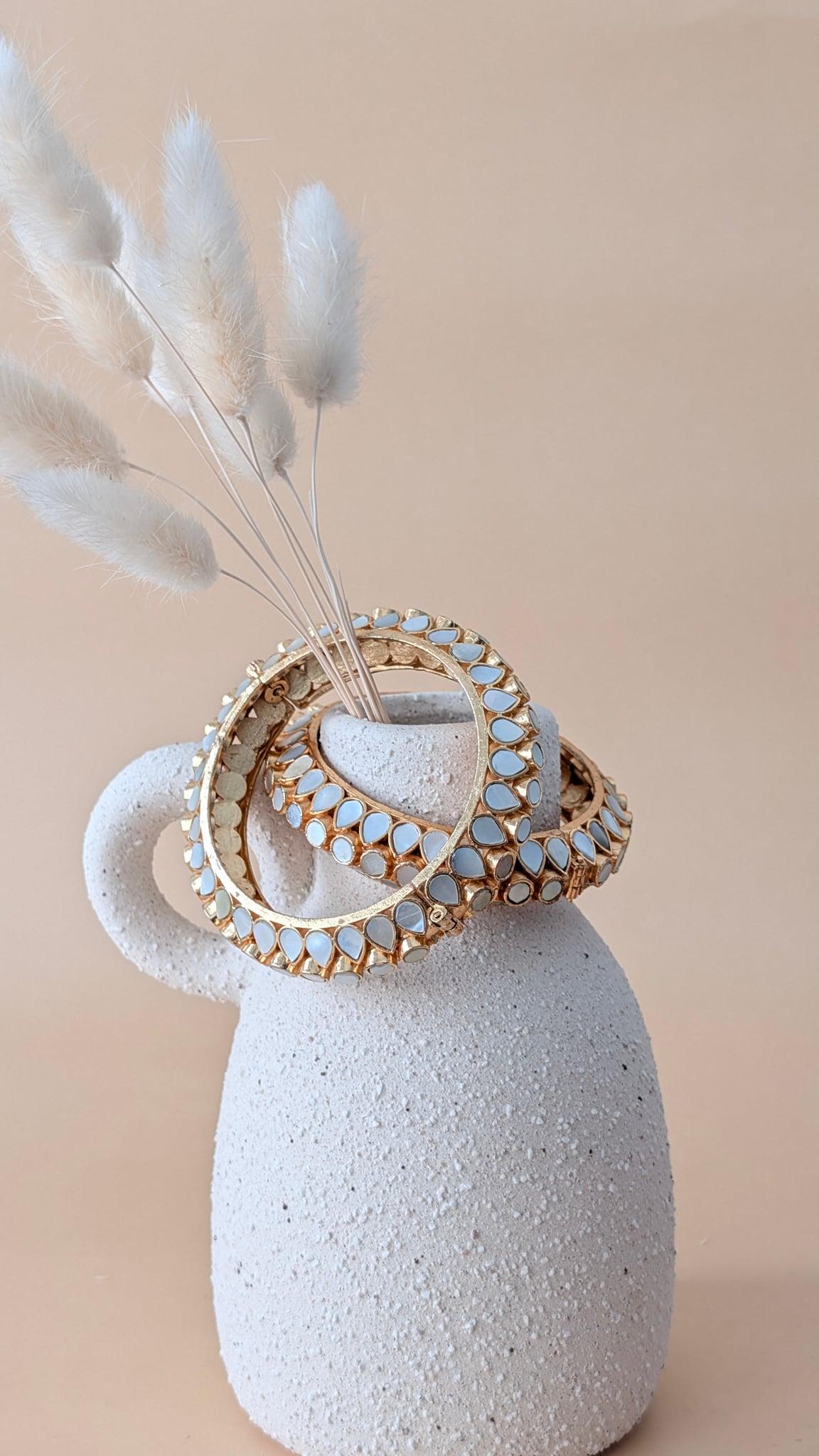 Aanya Mother of Pearl Kada Bangles - Outbox House