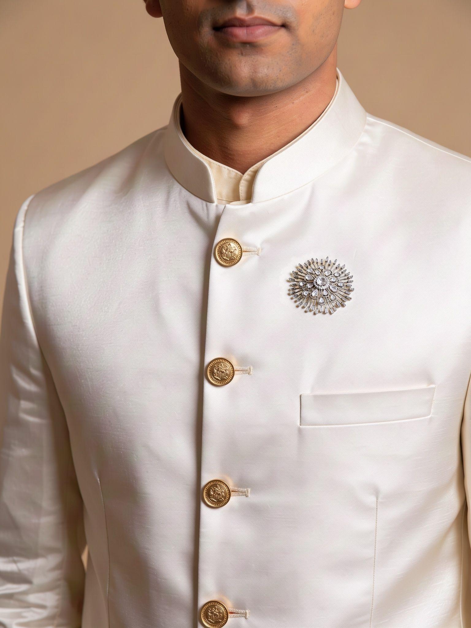 Sitara American Diamond Sherwani Brooch - Outbox House