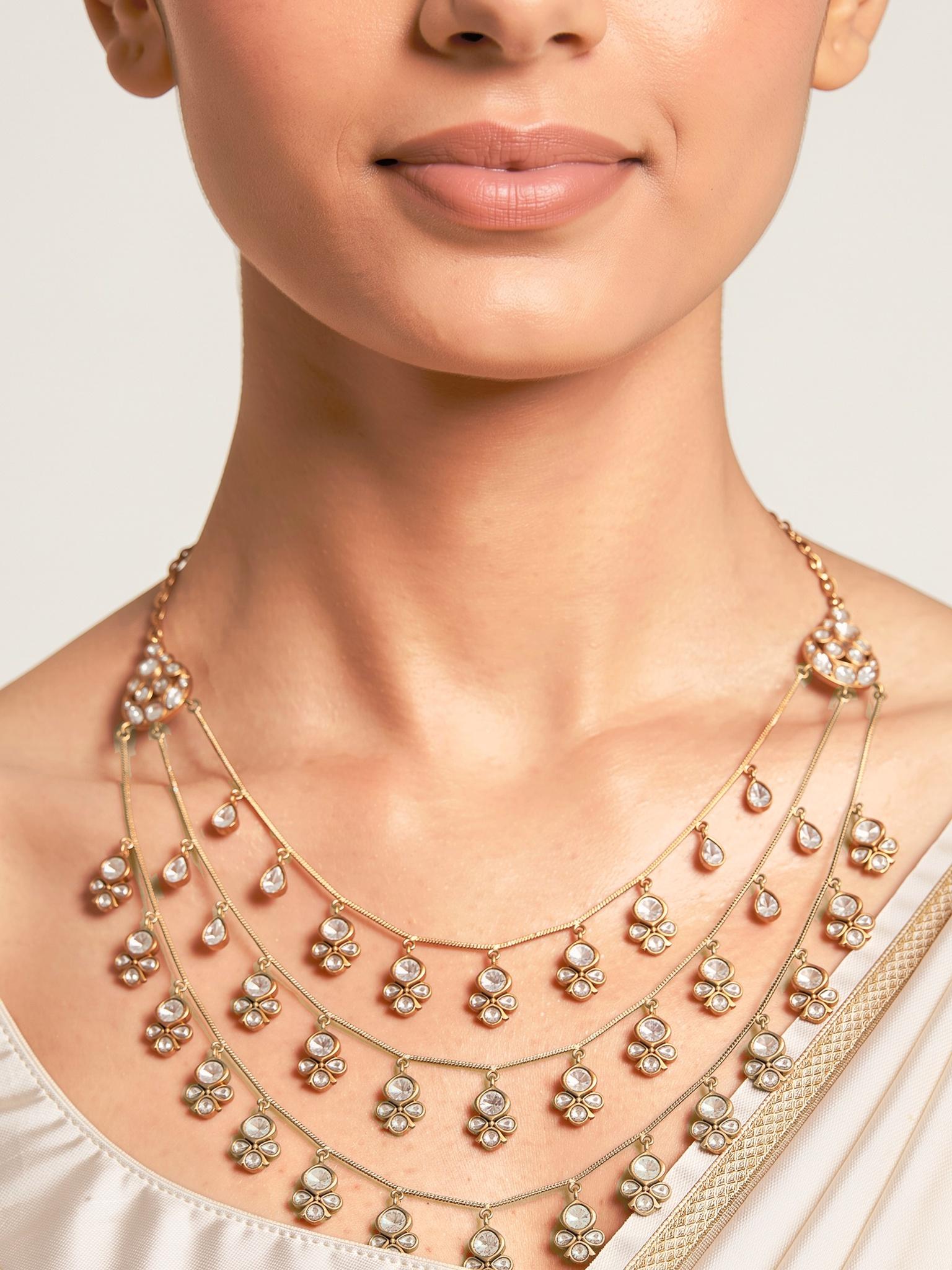 Morni Moissanite Layered Necklace Set, Gold - Outbox House