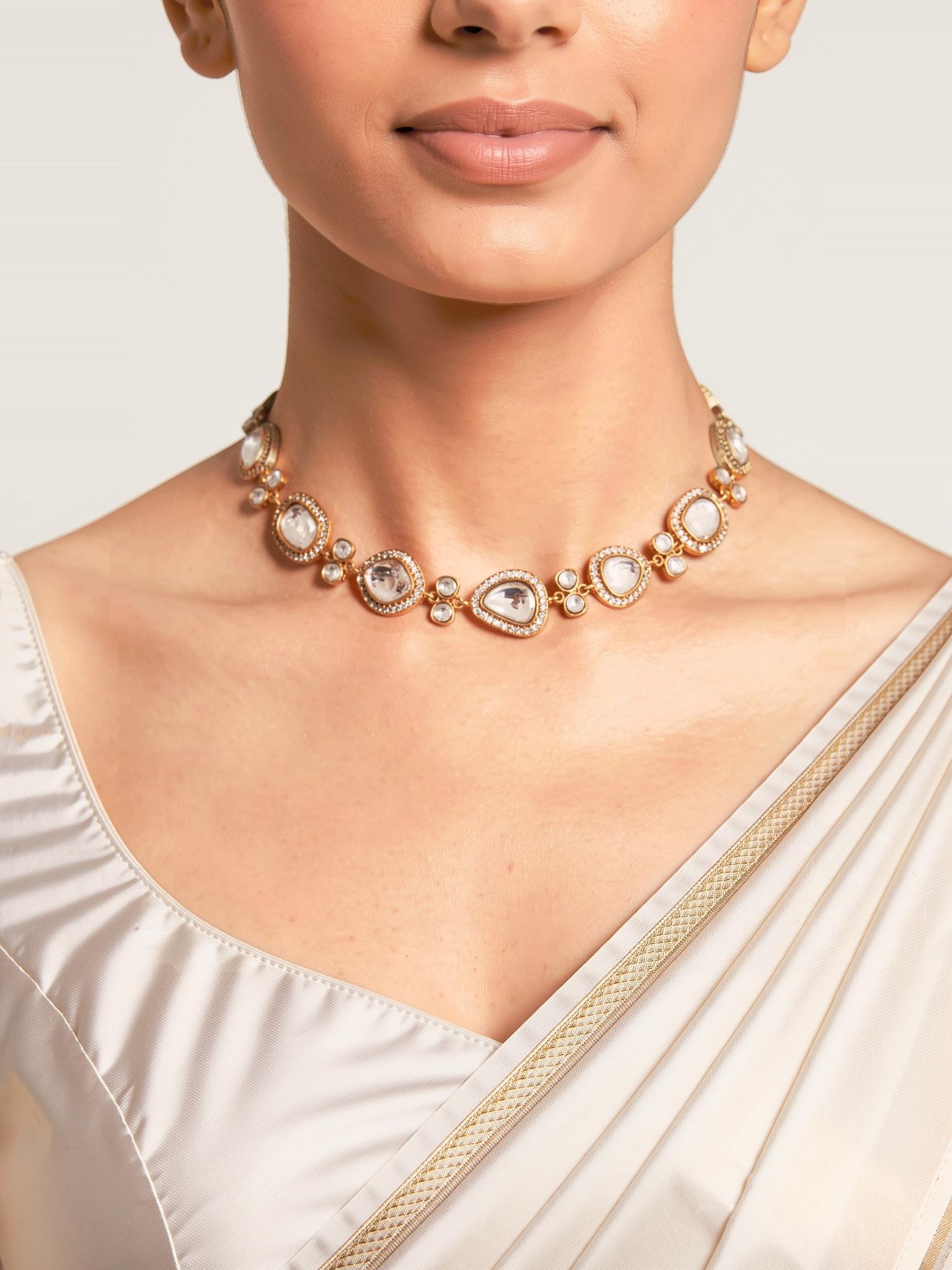 Amaan Moissanite Choker Set, Gold - Outbox House