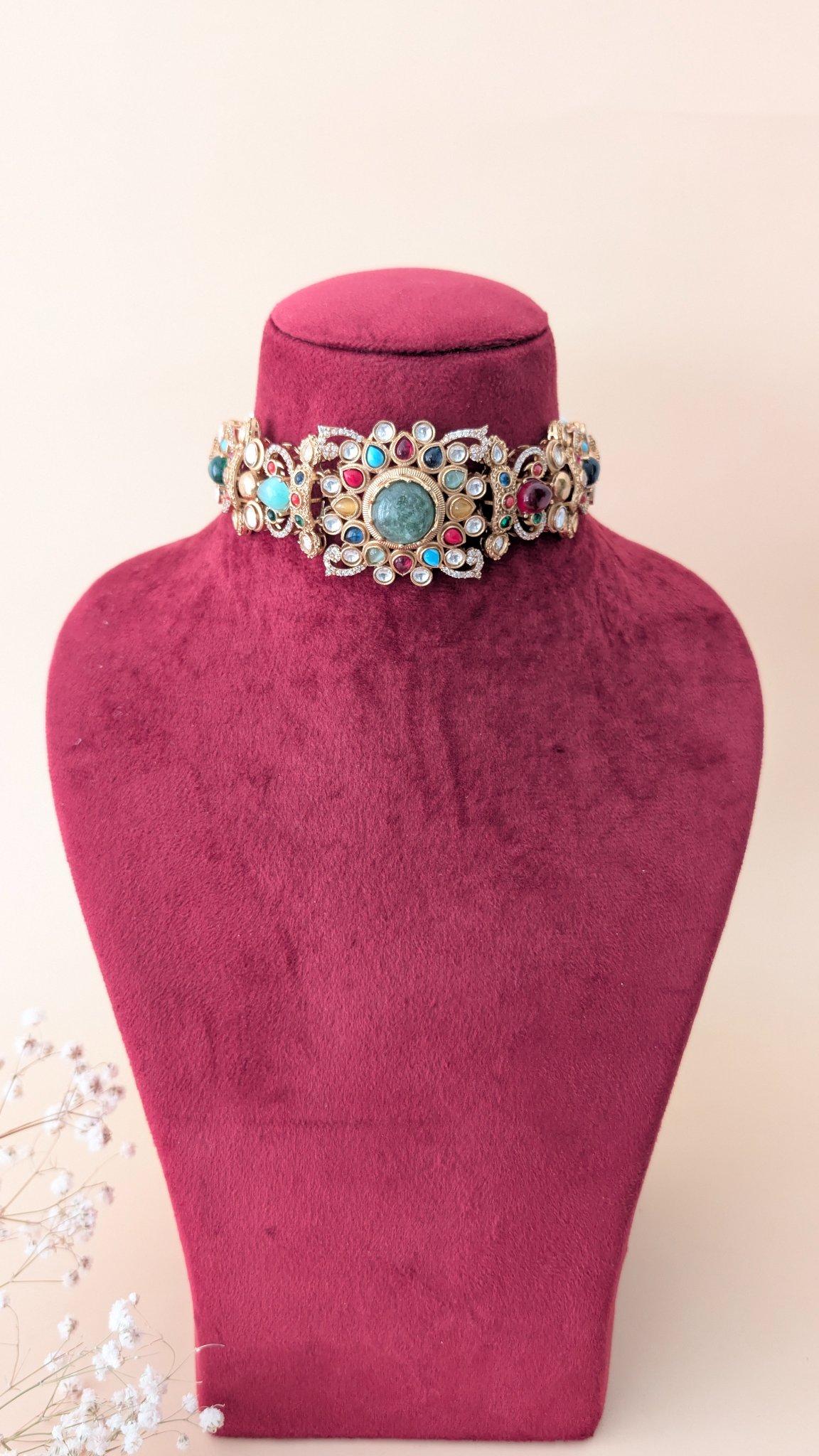 Navrang Kundan Choker, Multicolour - Outbox House