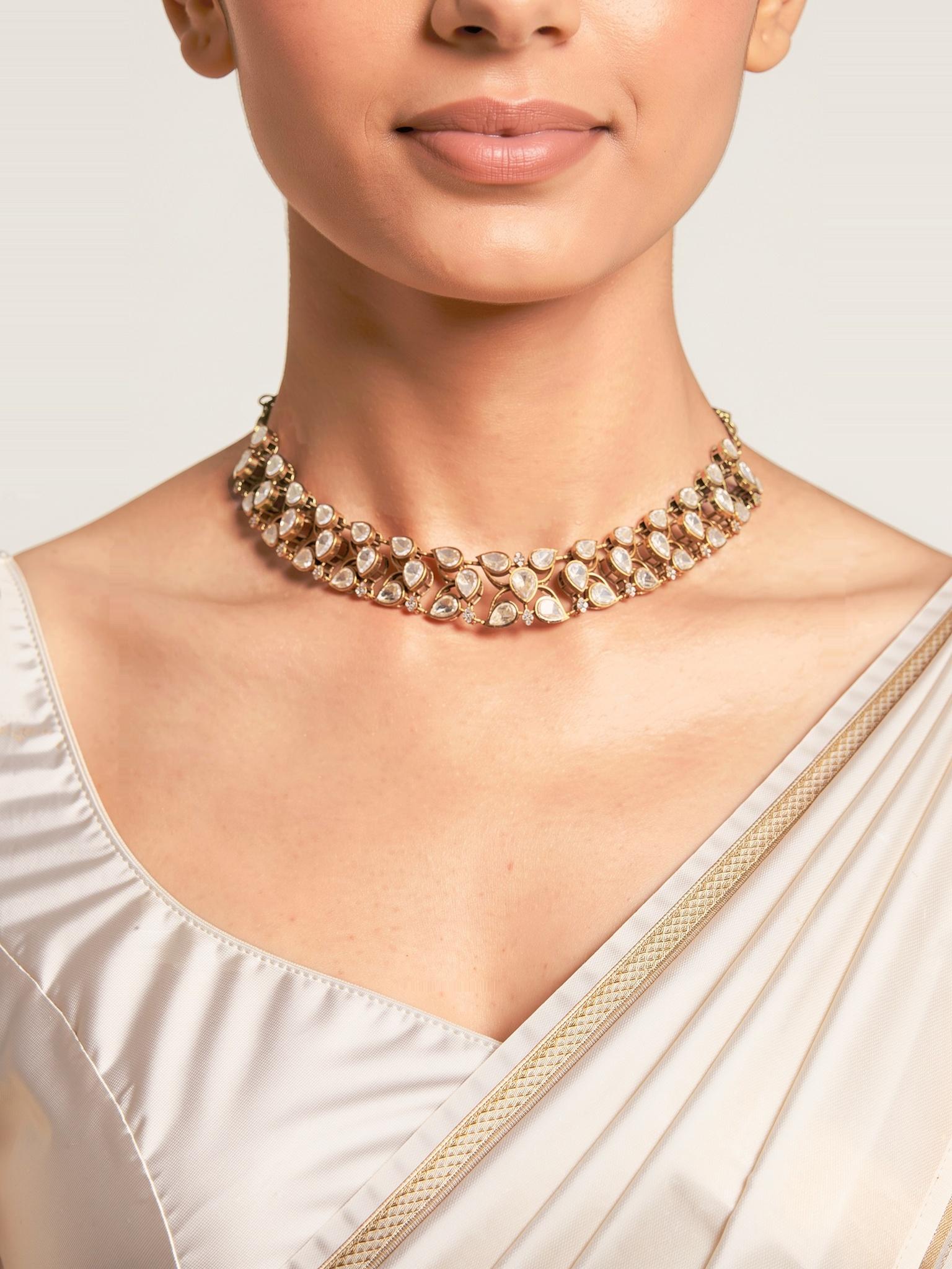 Nira Moissanite Choker Set, Gold - Outbox House
