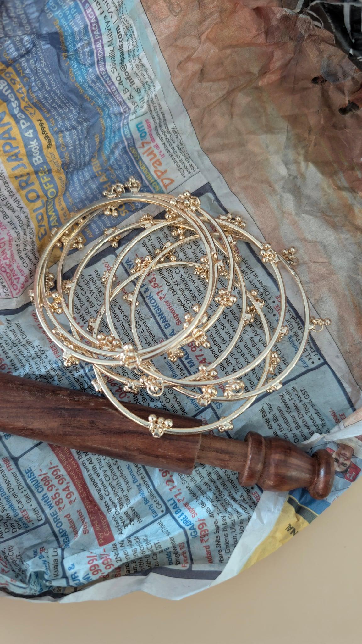 Ghungroo Bangles with Bell Charms, Gold Tone - Outbox House