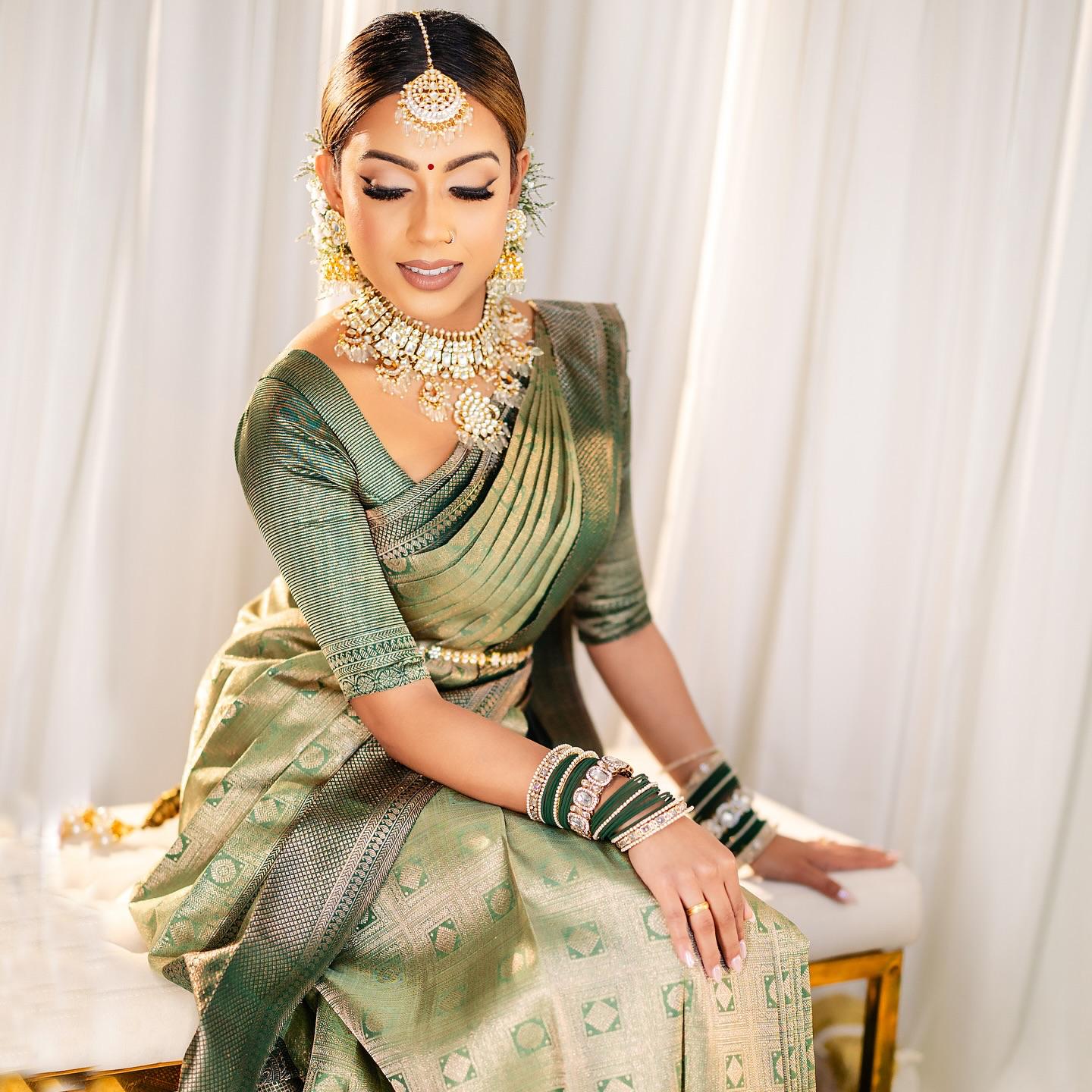 Bride wearing bridal kalire from Outbox House